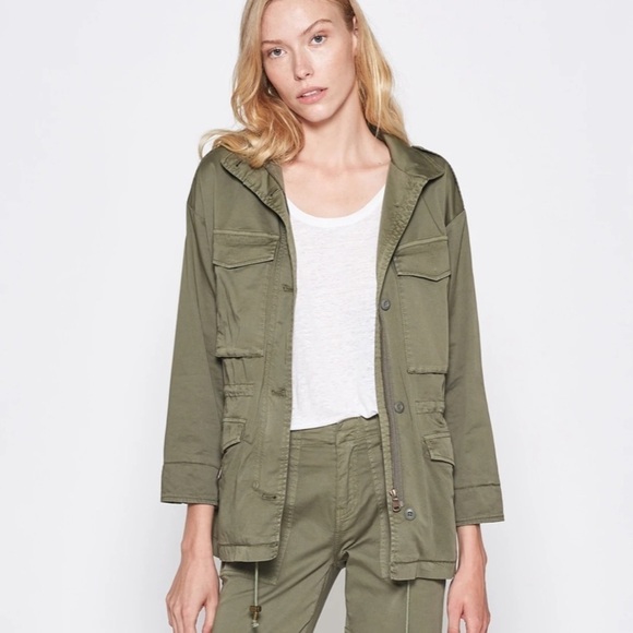 Joie Jenita Stretch Cotton Field Jacket Utility Green Zip Size Large L NWT - Picture 1 of 11
